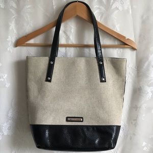 Nine West Two Tone Linen Black Faux Leather Tan